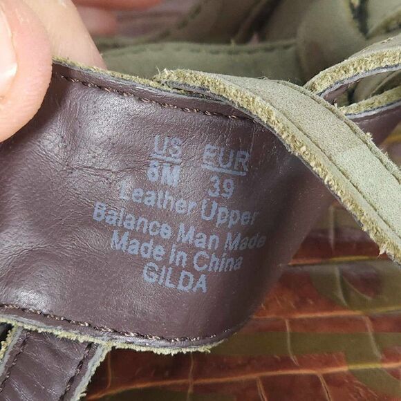 Sam Edelman Women's Gilda US8 Leather Green Camo Strappy Roman Gladiator Sandals - Picture 12 of 12